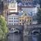 Praga. Bridge-building on the Vltava river