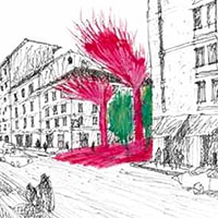 Milano, colore e strutture leggere per ridare vita a una piazza degradata. È il forte impatto visivo ad avere la meglio!