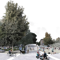 Casalecchio di Reno, una linea di pali bianchi rigenera lo spazio pubblico di piazza Garibaldi