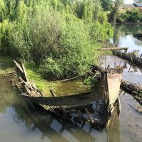 Il paesaggio del Sile a Treviso, tra acque basse e barconi semisommersi