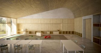 X-Lam e materiali "eco" per la scuola-monolite di Paolo Milani e studio OPPS a Savogna d'Isonzo (Gorizia)